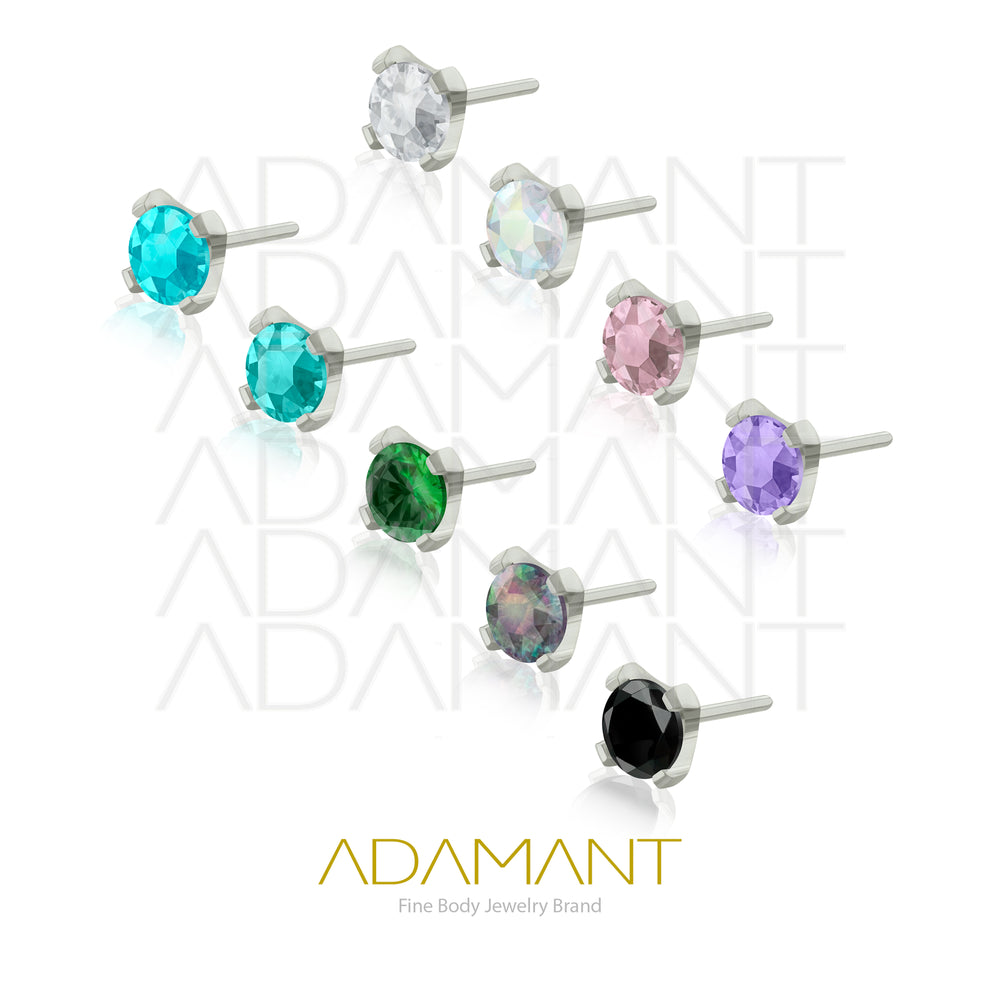 20g-18g-16g-14g Titanio Accesorios Sin Rosca, Prong set 4, Cubic Zirconia.