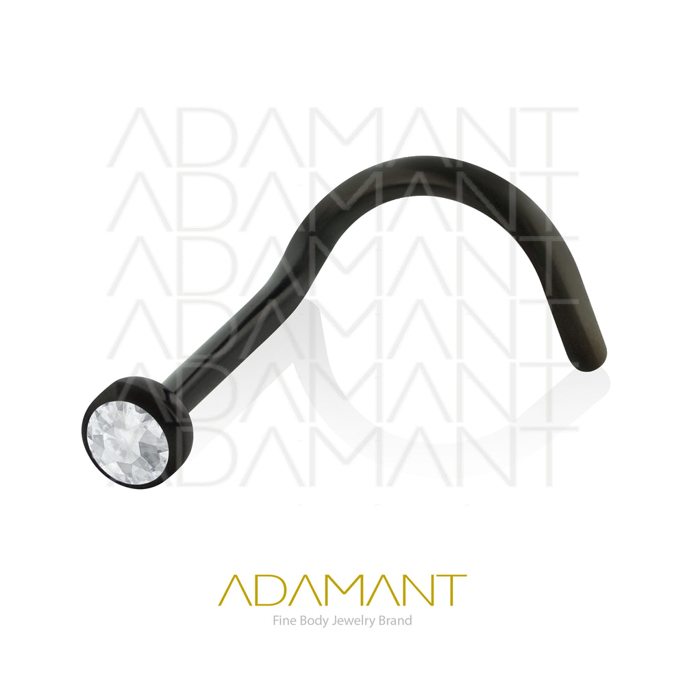 20g, Titanio Nostril, Nostril Curvo, Bezel Set, Cubic Zirconia