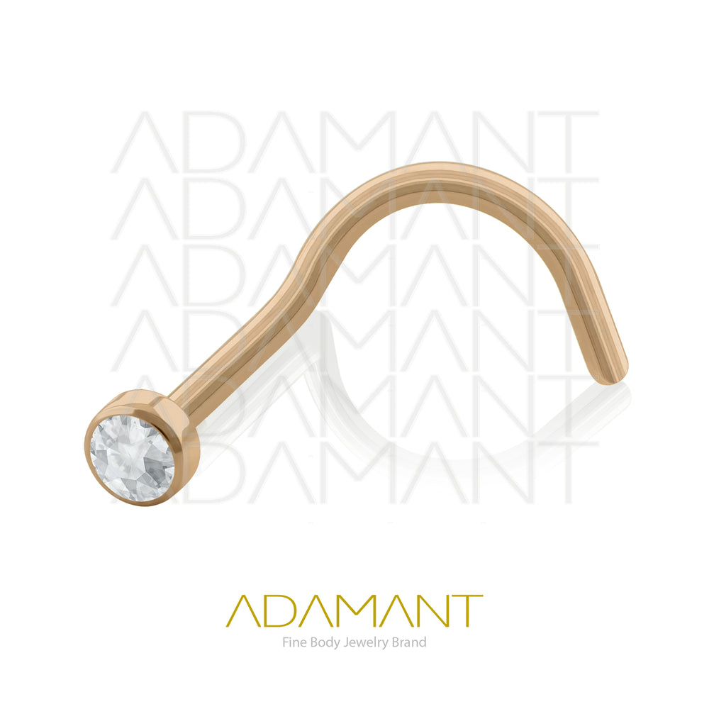 20g, Titanio Nostril, Nostril Curvo, Bezel Set, Cubic Zirconia