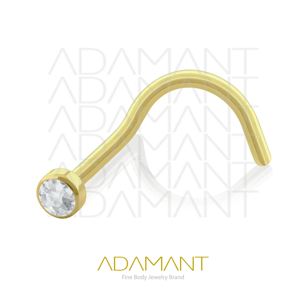 20g, Titanio Nostril, Nostril Curvo, Bezel Set, Cubic Zirconia