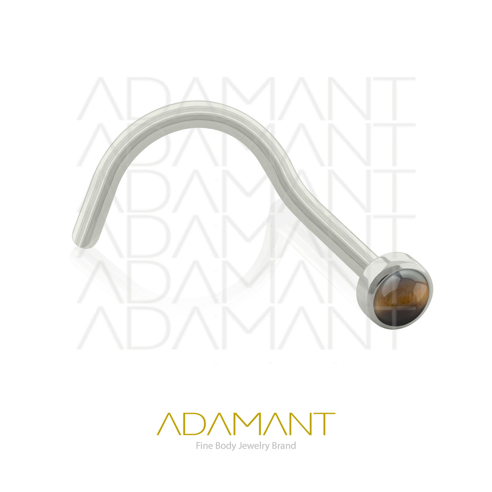 20g, Titanio Nostril, Nostril Curvo, Bezel Set, Natural Stone
