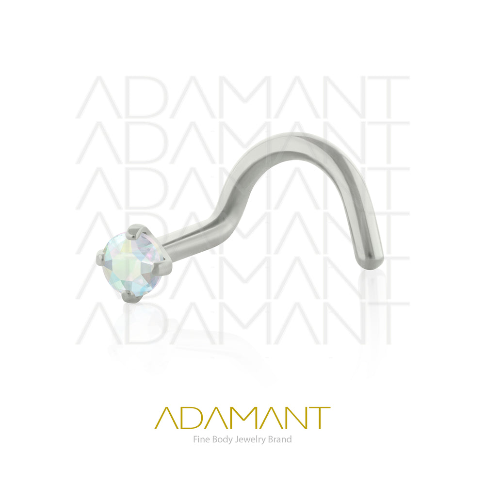 18g, Titanio Nostril, Nostril Curvo, Prong Set, Cubic Zirconia