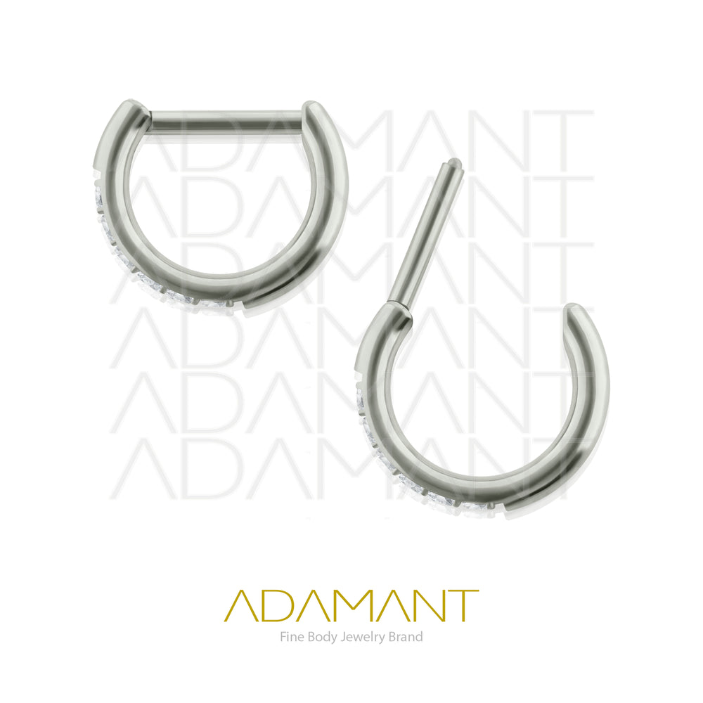 20g, Titanio, Aro Clicker con Bisagra, forma en D Side Multijewelry, Prong set, Cubic Zirconia.