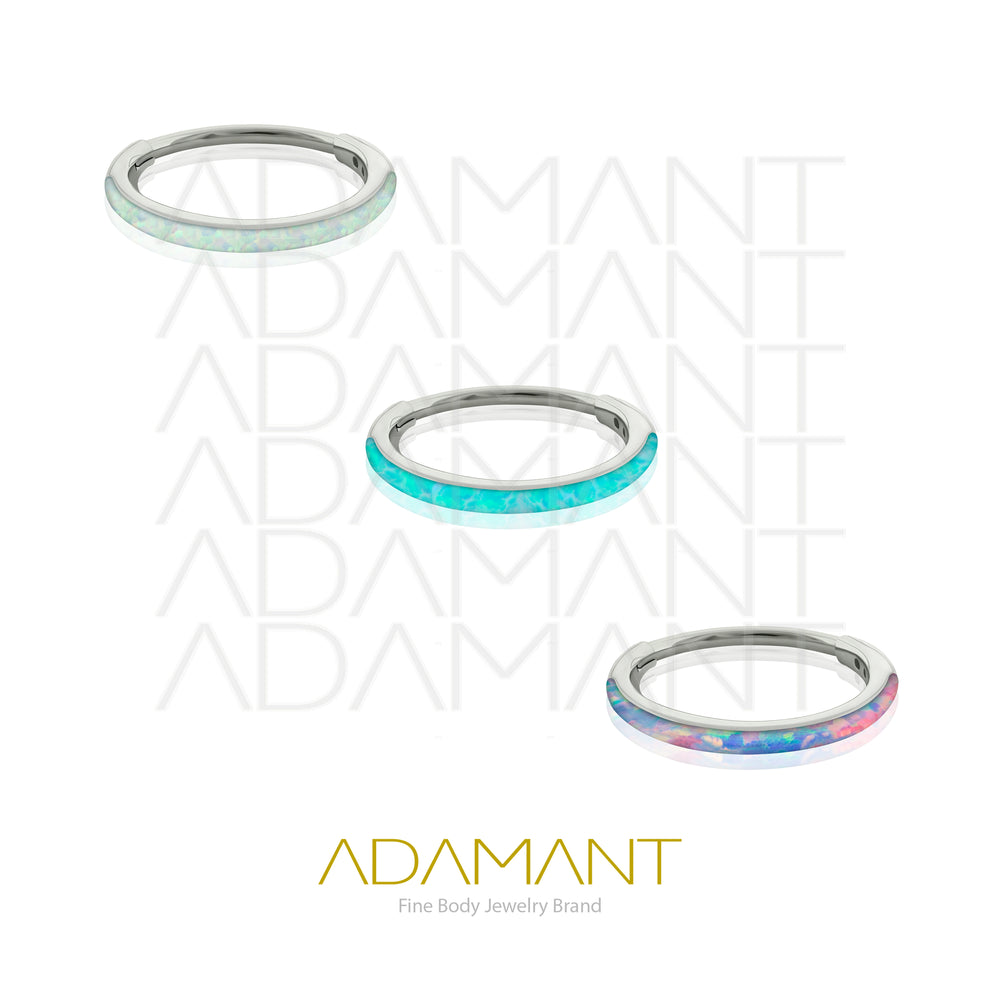 20g, Titanio, Aro Clicker con Bisagra, Side Full Opal