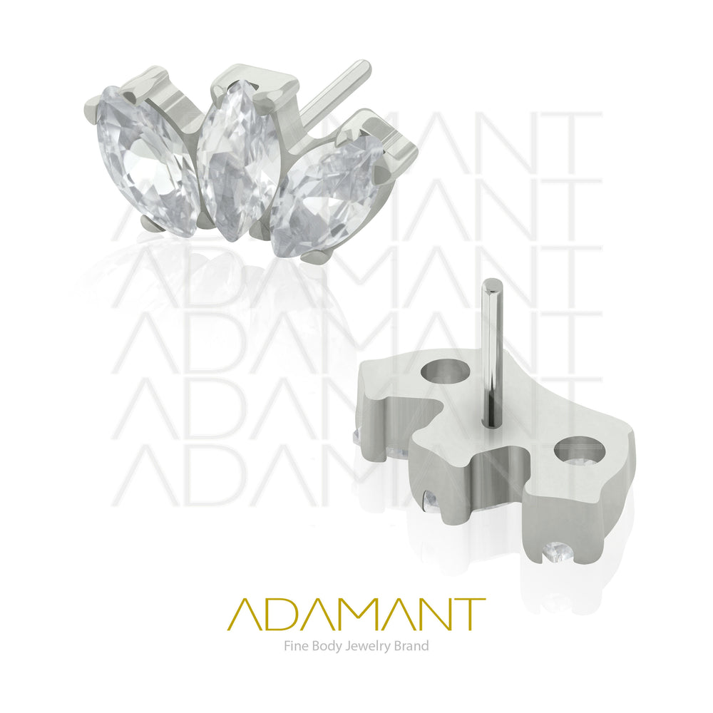 20g-18g-16g-14g Titanio Accesorios Sin Rosca, Marquise, Prong set, Cubic Zirconia.