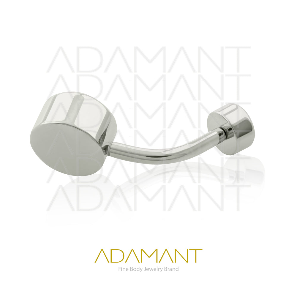 14g, Titanio Navel Curved, Rosca Interna, 1.2mm Patrón de Rosca, Ombligo Doble Bezel Set Plano, Cubic Zirconia.