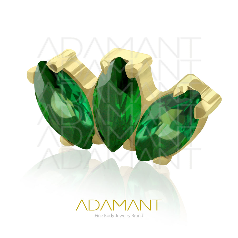 18g - 16g, Titanio Accesorio Rosca, 0.9mm Patrón de rosca, Marquise Platizado Dorado, Prong Set, Cubic Zirconia.