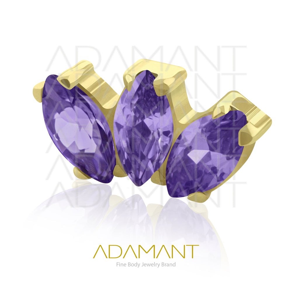 18g - 16g, Titanio Accesorio Rosca, 0.9mm Patrón de rosca, Marquise Platizado Dorado, Prong Set, Cubic Zirconia.