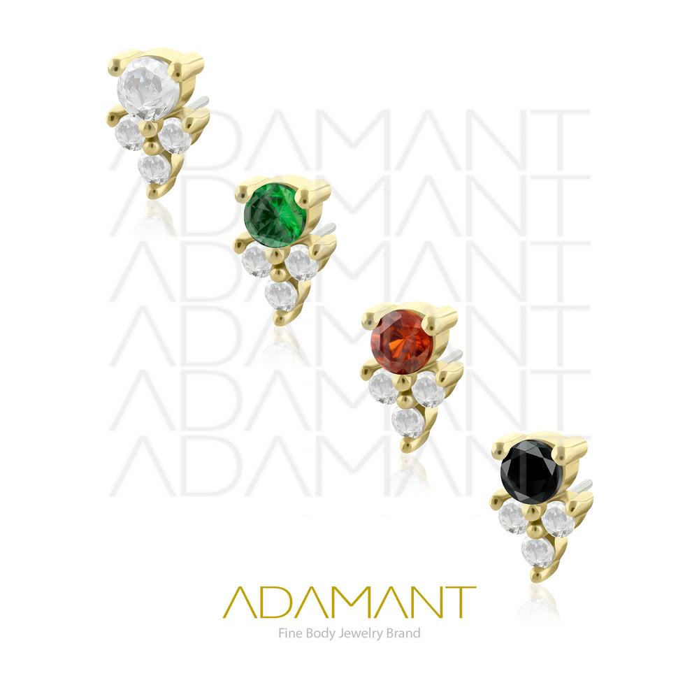 25g, Oro Solido 14k Accesorio Sin Rosca, 4.8mm Tamaño del Pin, Angel Prong Set, Cubic Zirconia.