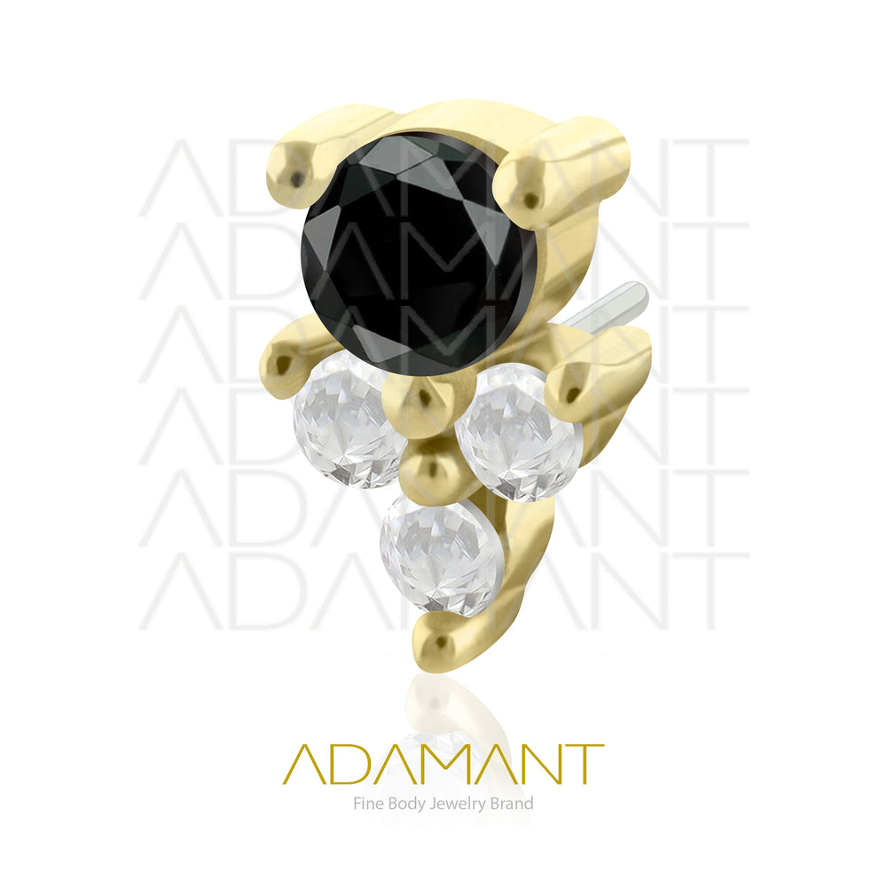 25g, Oro Solido 14k Accesorio Sin Rosca, 4.8mm Tamaño del Pin, Angel Prong Set, Cubic Zirconia.