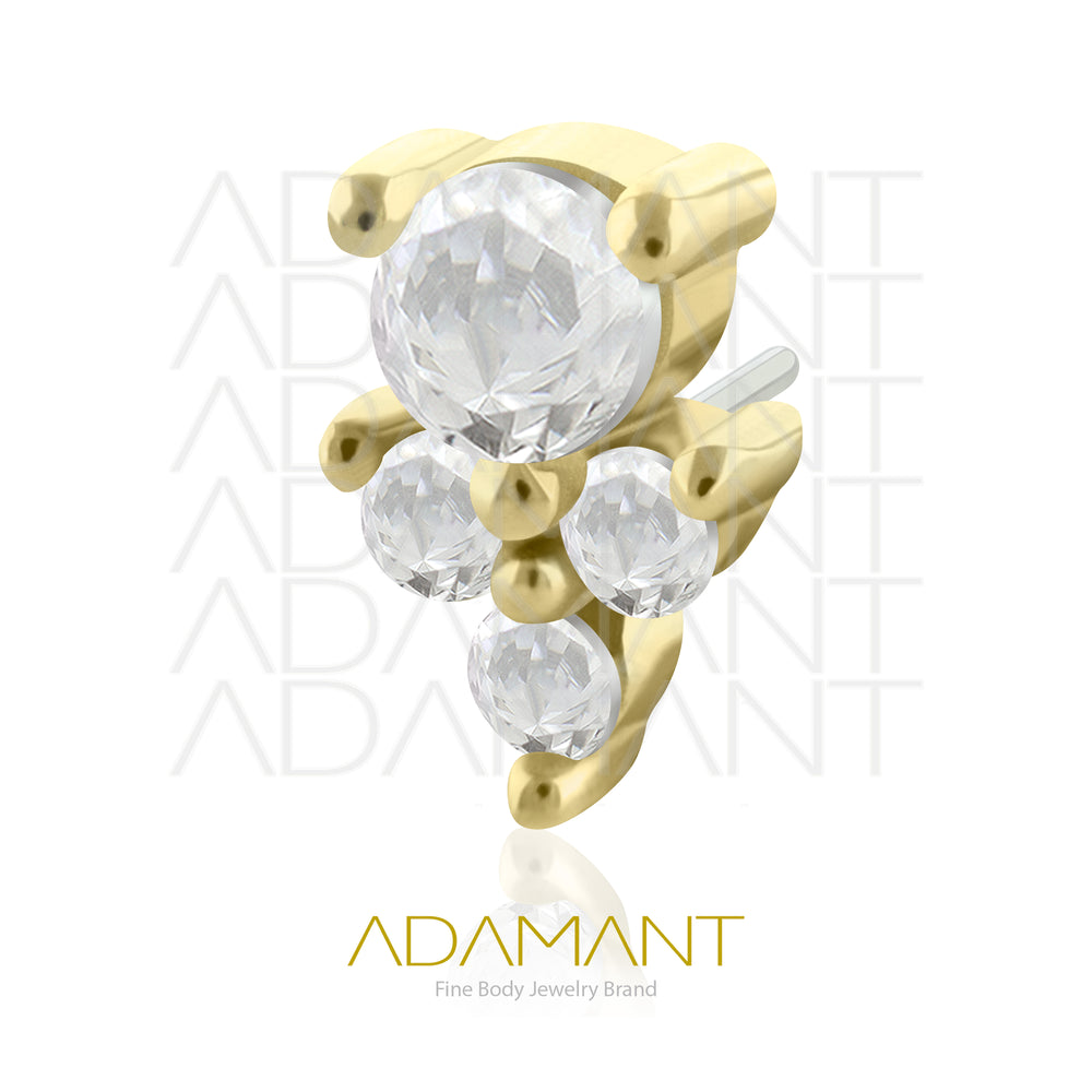 25g, Oro Solido 14k Accesorio Sin Rosca, 4.8mm Tamaño del Pin, Angel Prong Set, Cubic Zirconia.