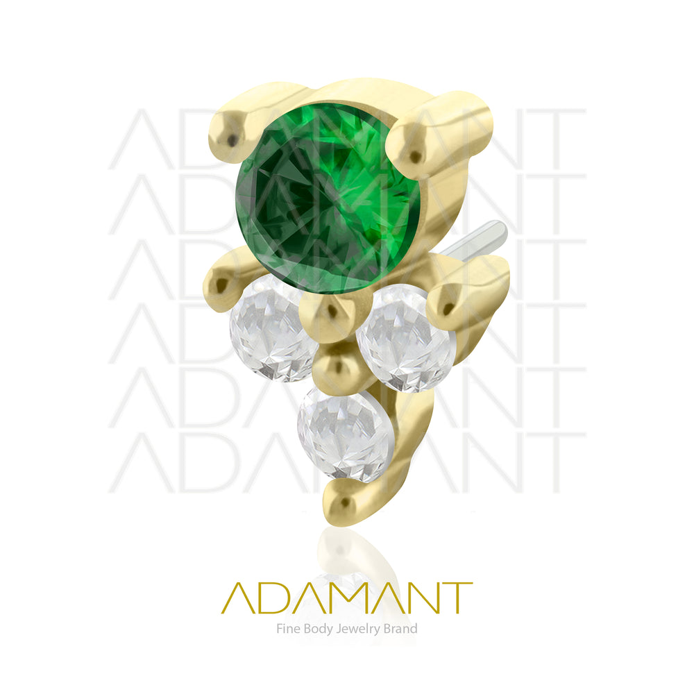 25g, Oro Solido 14k Accesorio Sin Rosca, 4.8mm Tamaño del Pin, Angel Prong Set, Cubic Zirconia.