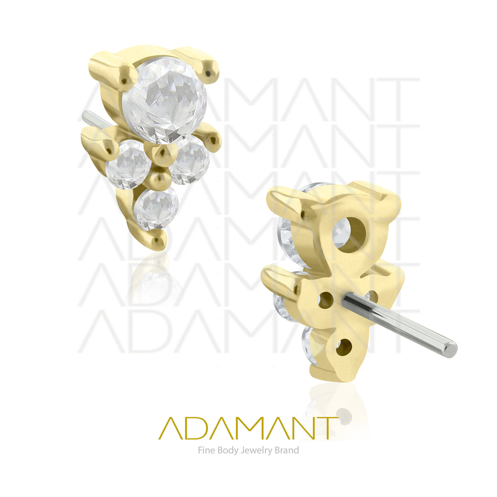 25g, Oro Solido 14k Accesorio Sin Rosca, 4.8mm Tamaño del Pin, Angel Prong Set, Cubic Zirconia.
