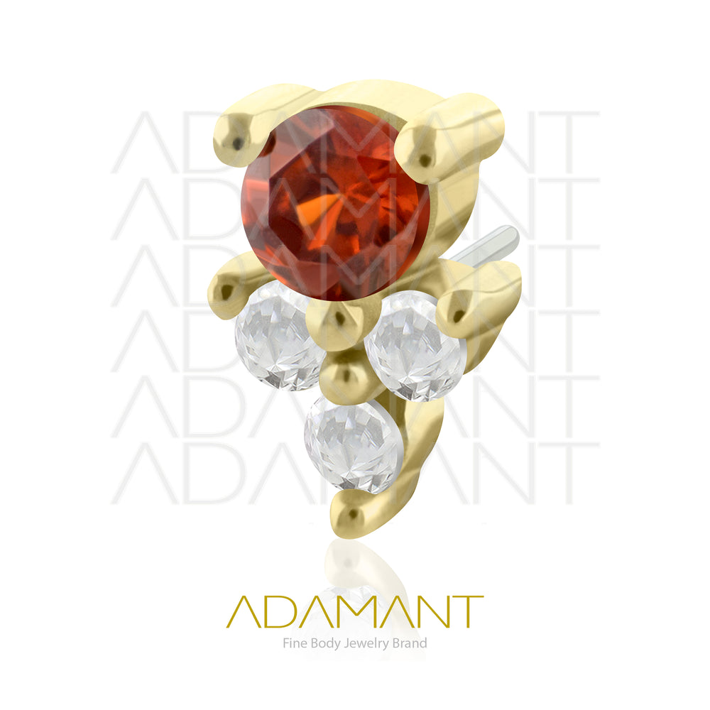 25g, Oro Solido 14k Accesorio Sin Rosca, 4.8mm Tamaño del Pin, Angel Prong Set, Cubic Zirconia.