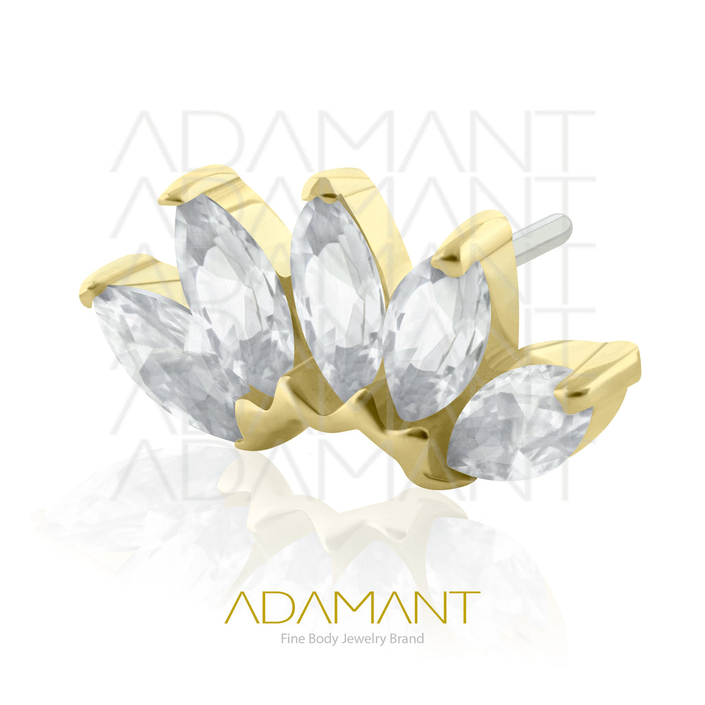 25g, Oro Solido 14k Accesorio Sin Rosca, 4.8mm Tamaño del Pin, Arch Marquise, Prong set, Cubic Zirconia.