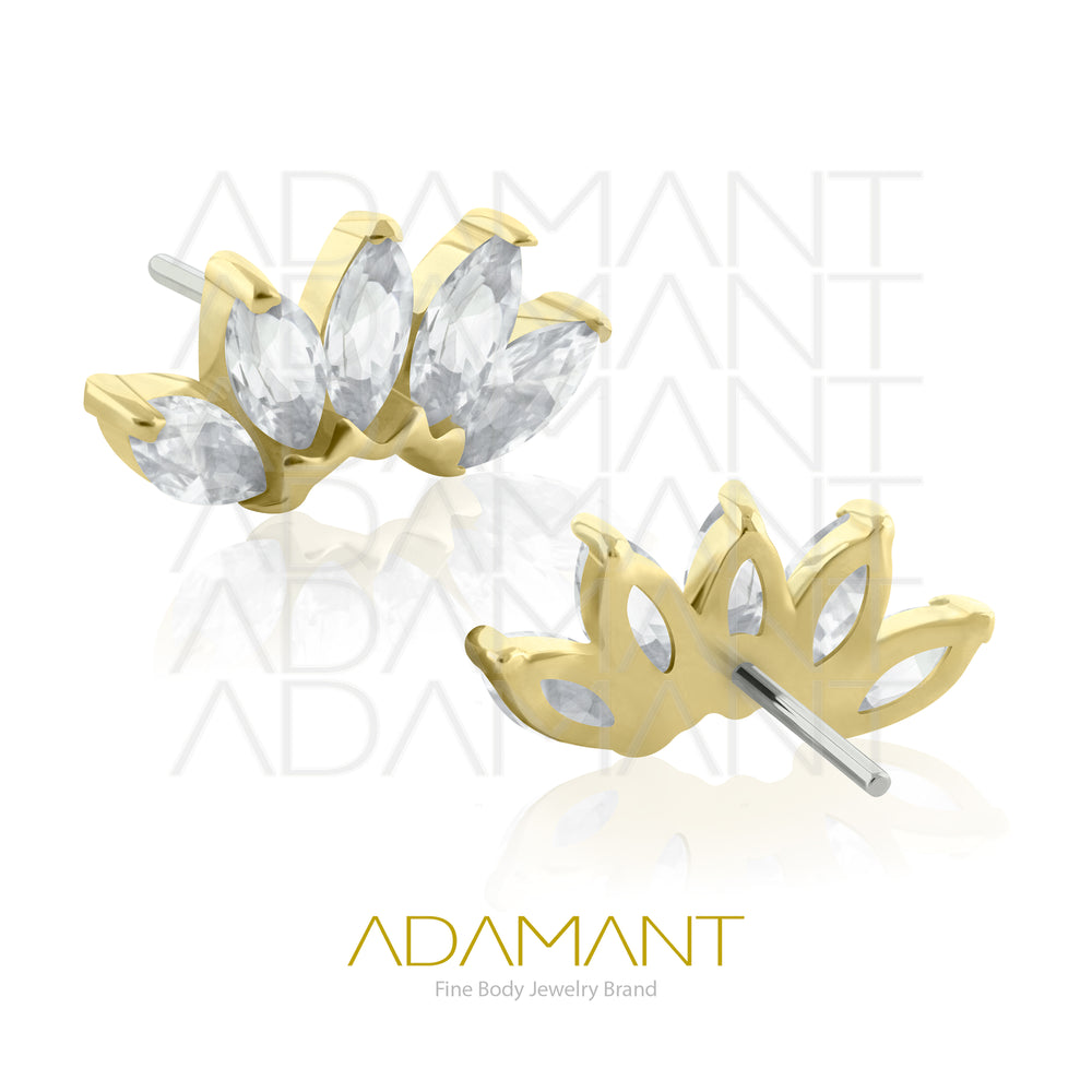 25g, Oro Solido 14k Accesorio Sin Rosca, 4.8mm Tamaño del Pin, Arch Marquise, Prong set, Cubic Zirconia.