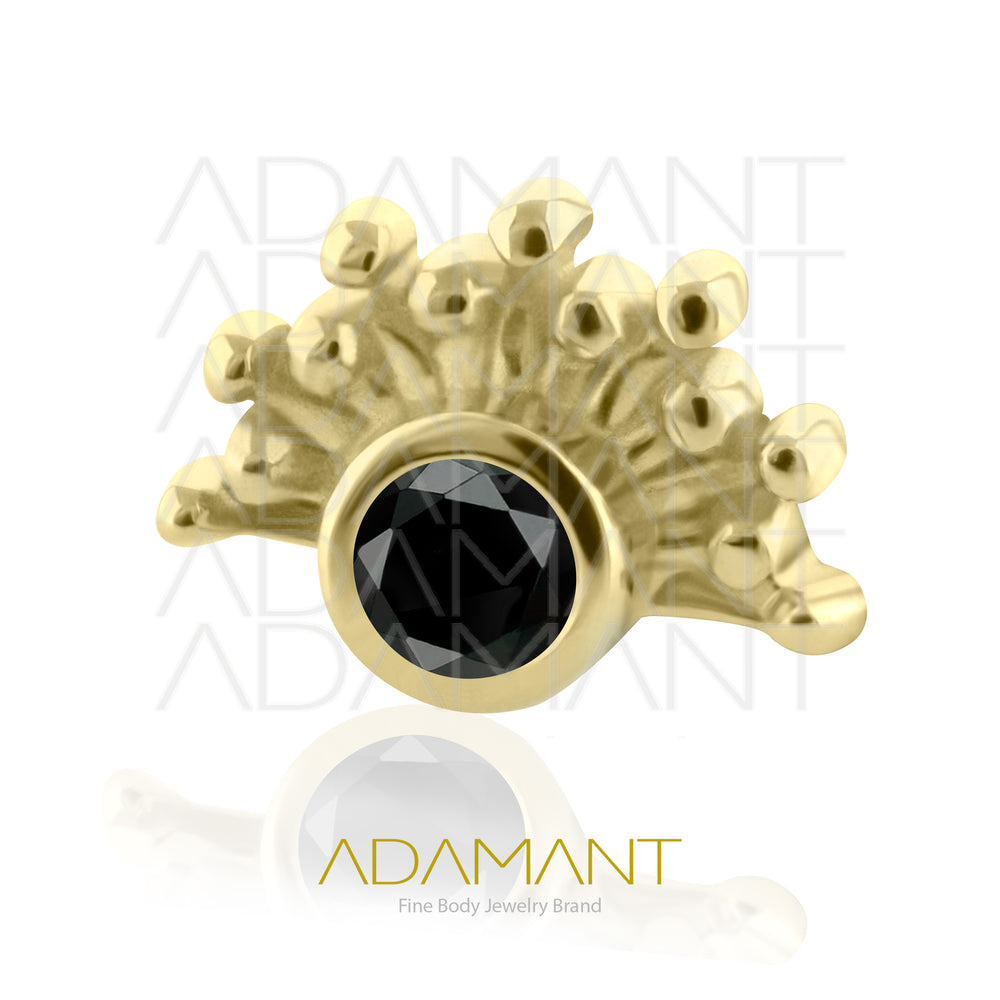 25g, Oro Solido 14k Accesorio Sin Rosca, 4.8mm Tamaño del Pin, Aztec Plume Bezel Set, Cubic Zirconia.