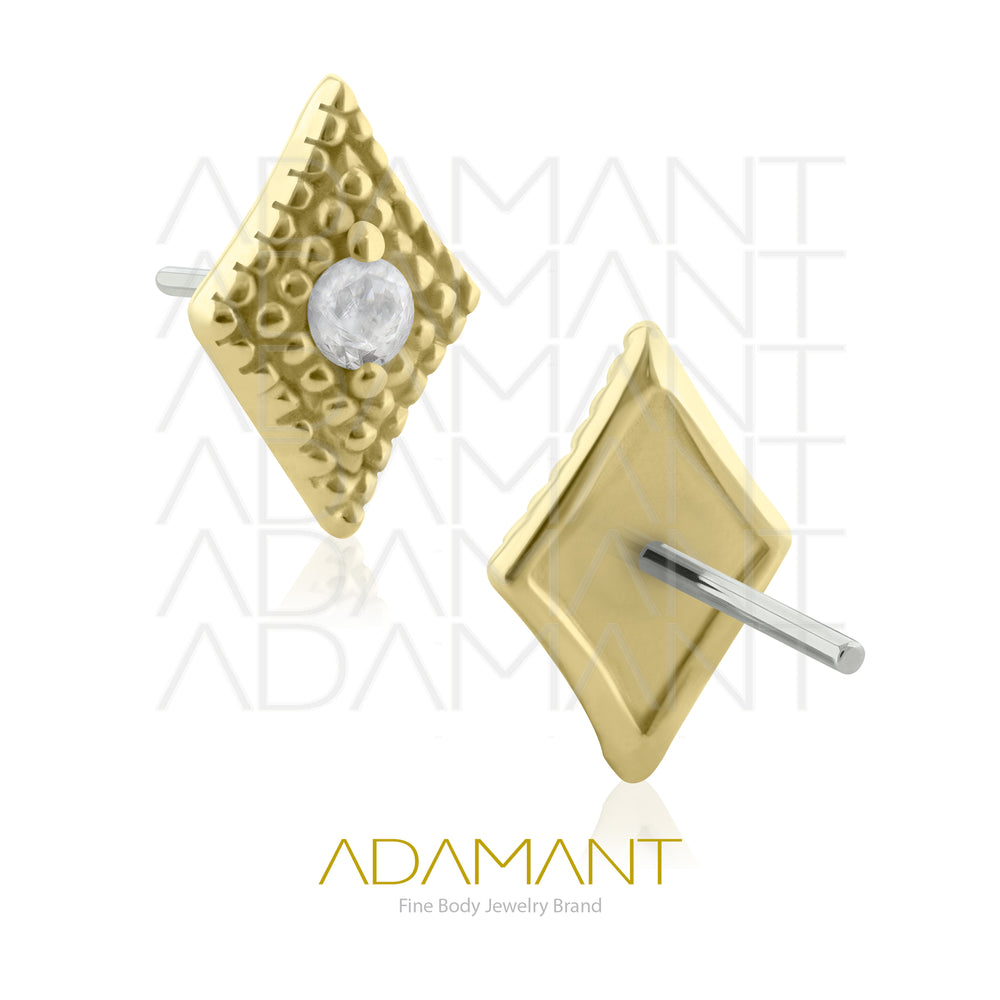 25g, Oro Solido 14k Accesorio Sin Rosca, 4.8mm Tamaño del Pin, Cometa Prong Set, Cubic Zirconia.