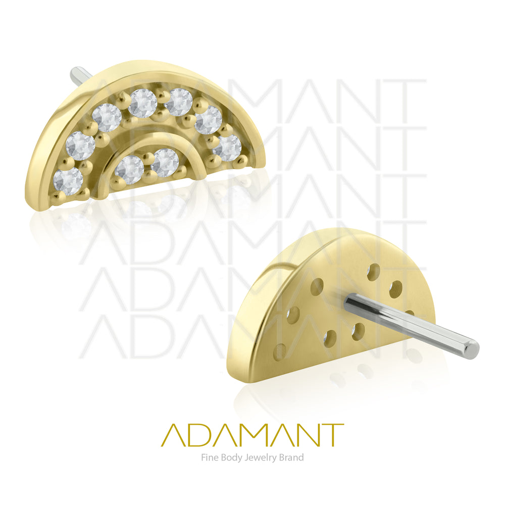 25g, Oro Solido 14k Accesorio Sin Rosca, 4.8mm Tamaño del Pin, Fan Prong Set, Cubic Zirconia.