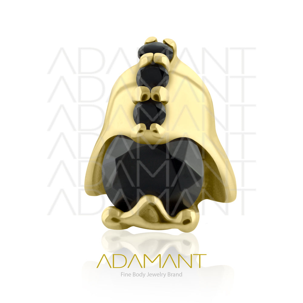 25g, Oro Solido 14k Accesorio Sin Rosca, 4.8mm Tamaño del Pin, Helmet of DV Prong Set, Cubic Zirconia.