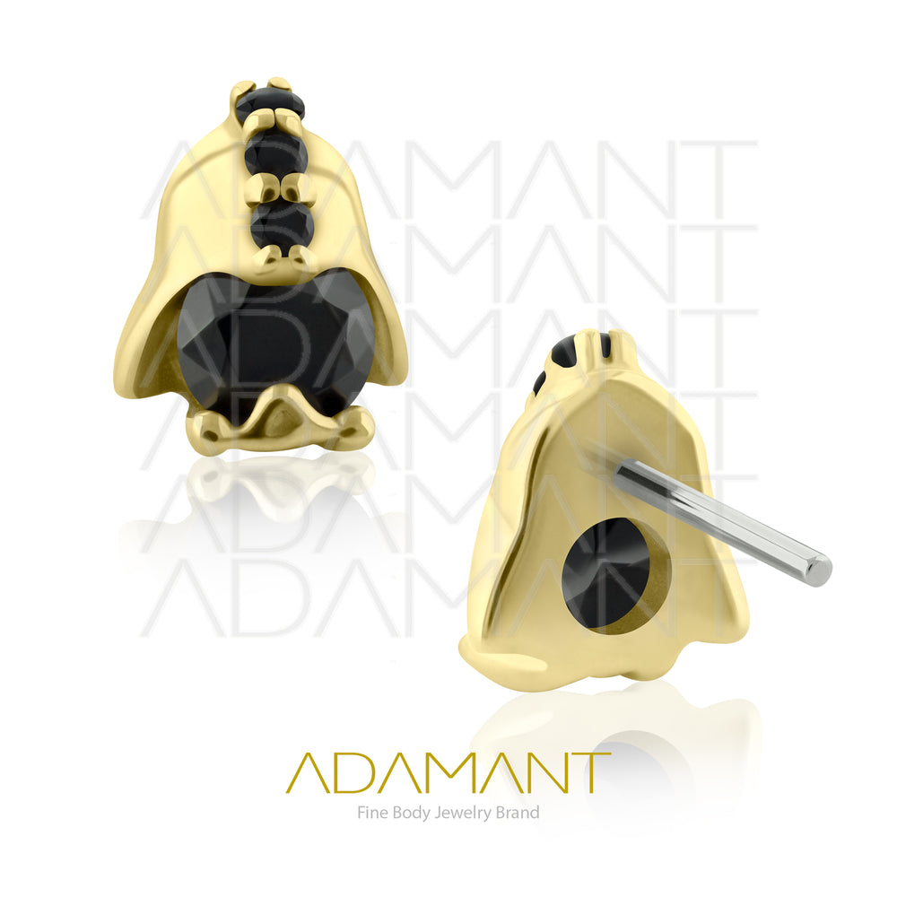 25g, Oro Solido 14k Accesorio Sin Rosca, 4.8mm Tamaño del Pin, Helmet of DV Prong Set, Cubic Zirconia.