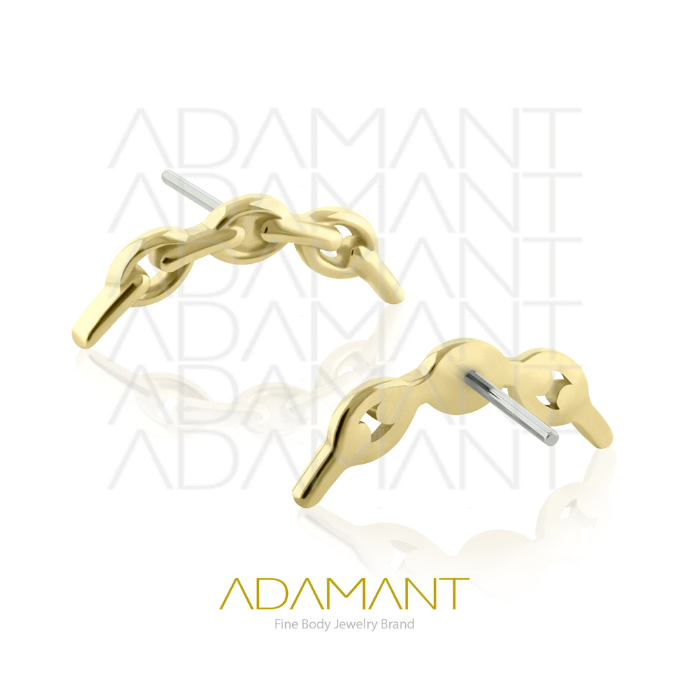 25g, Oro Solido 14k Accesorio Sin Rosca, 4.8mm Tamaño del Pin, Leontina