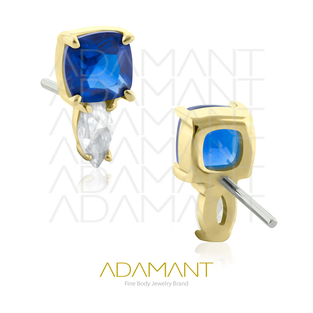 25g, Oro Solido 14k Accesorio Sin Rosca, 4.8mm Tamaño del Pin, Powerful Prong Set, Cubic Zirconia.