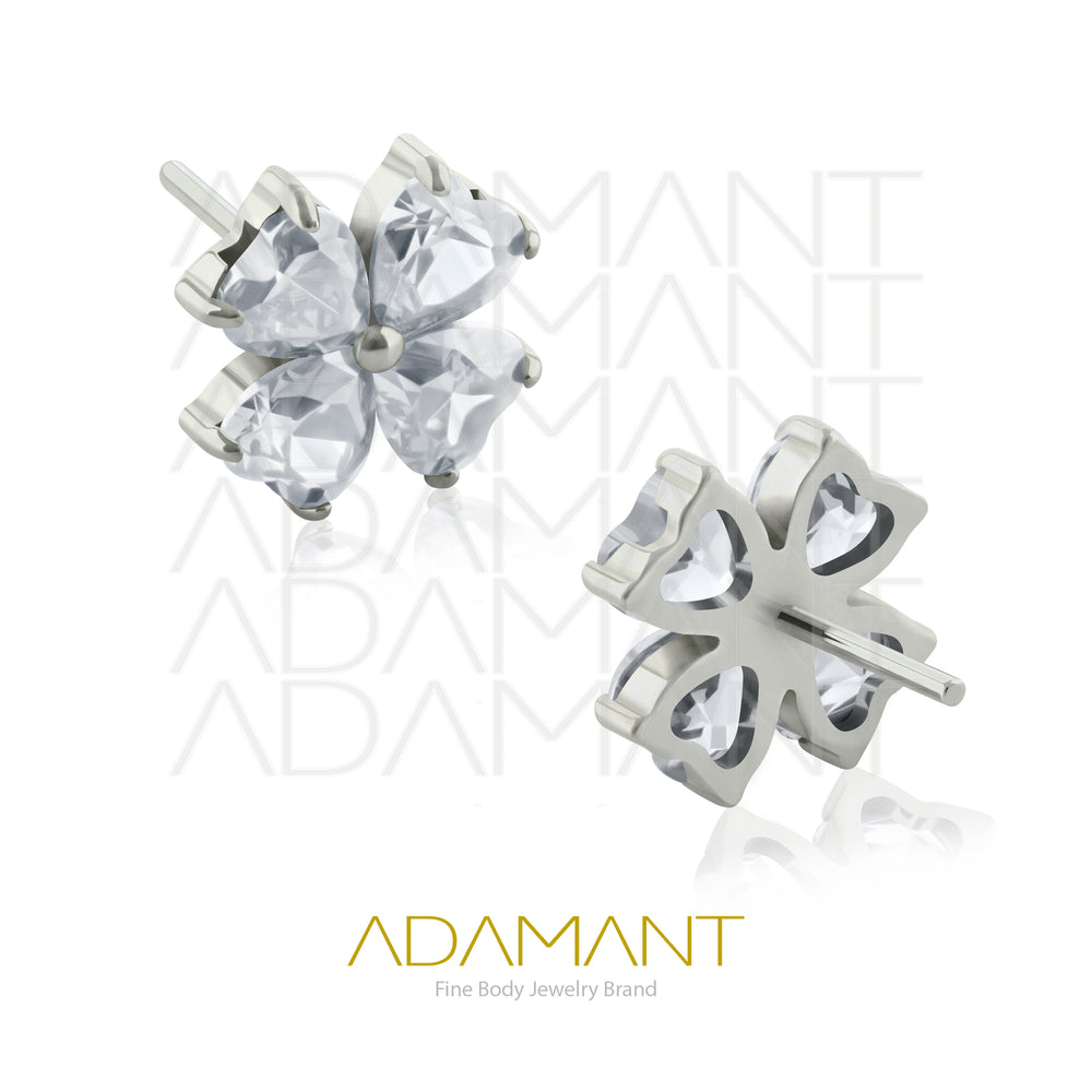 20g-18g-16g-14g Titanio Accesorios Sin Rosca, Clover, Prong set, Cubic Zirconia.