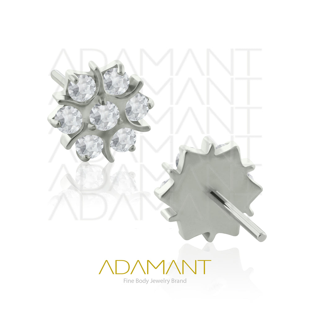 20g-18g-16g-14g-12g Titanio Accesorios Sin Rosca, Sacred Flower, Prong set, Cubic Zirconia