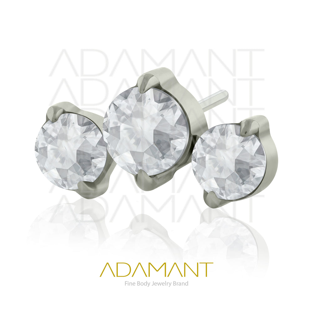 20g-18g-16g-14g Titanio Accesorios Sin Rosca, Triple Curved Prong set, Cubic Zirconia.