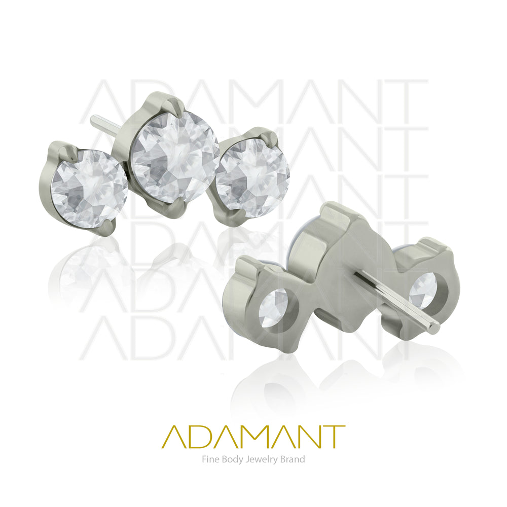 20g-18g-16g-14g Titanio Accesorios Sin Rosca, Triple Curved Prong set, Cubic Zirconia.