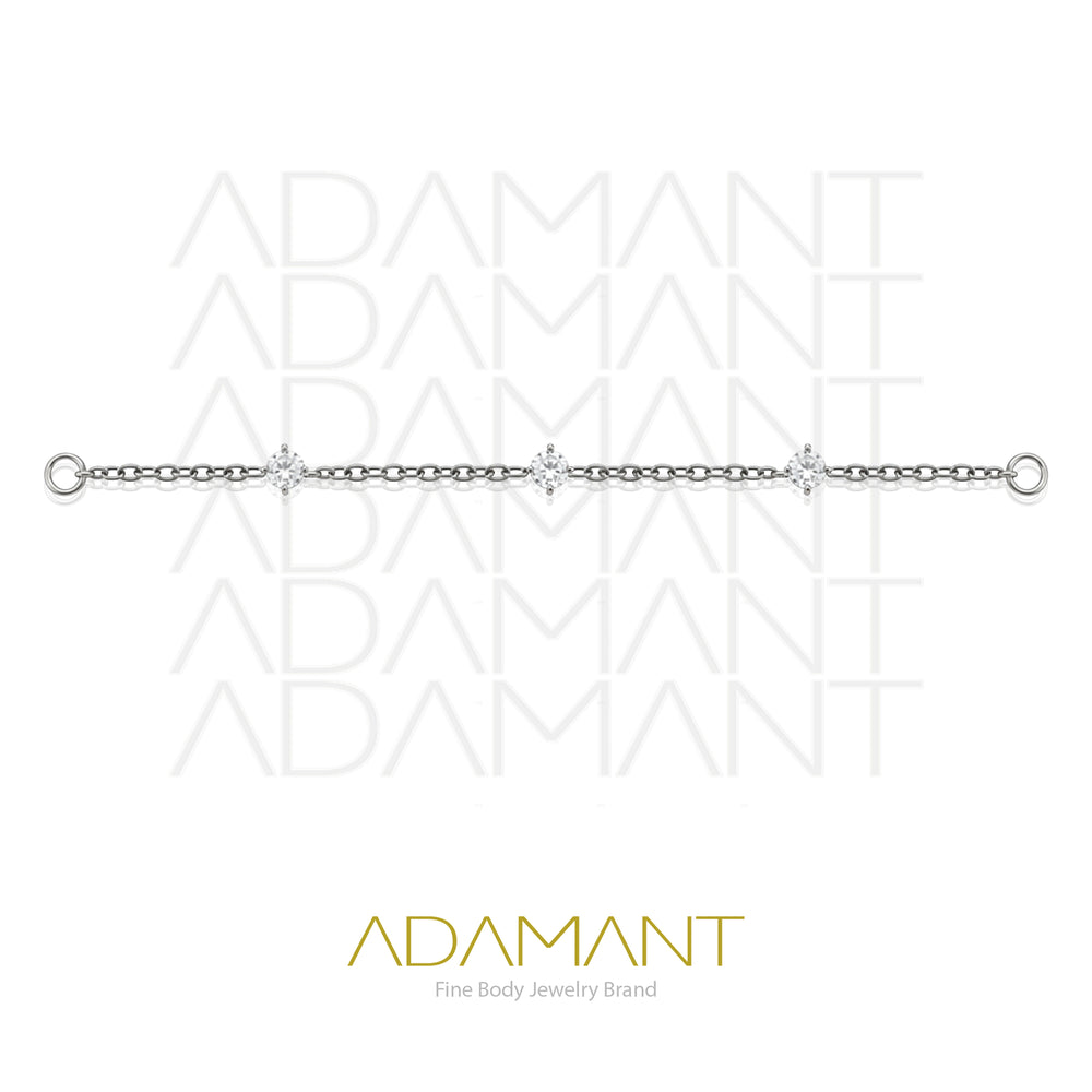Cadena de Titanio grado Implante, Cadena tipo Cable Stellar con Cubic Zirconia, Cadena colgante