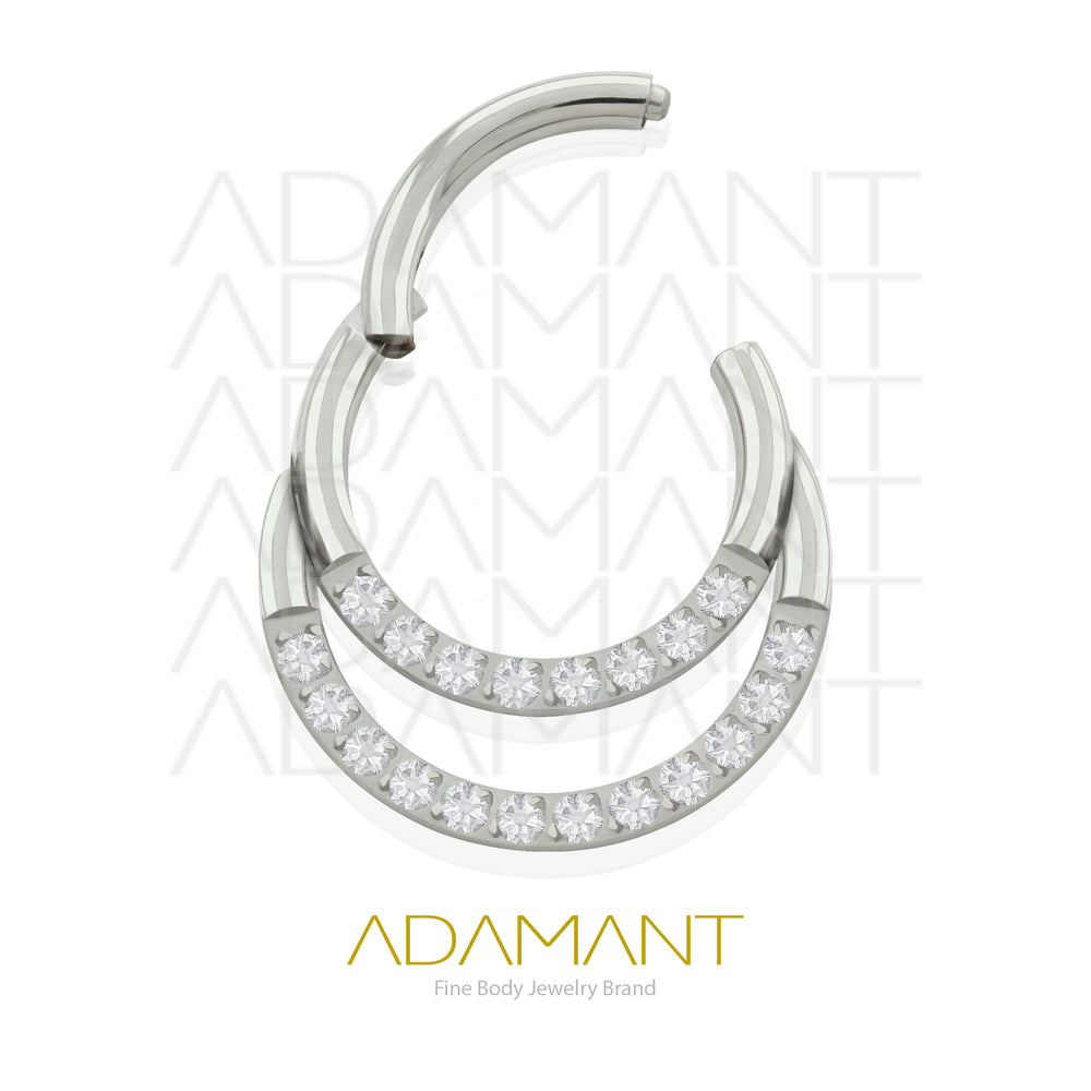 16g, Titanio, Aro Clicker con Bisagra, Front Doble Stacked Multijoya Prong set, Cubic Zirconia