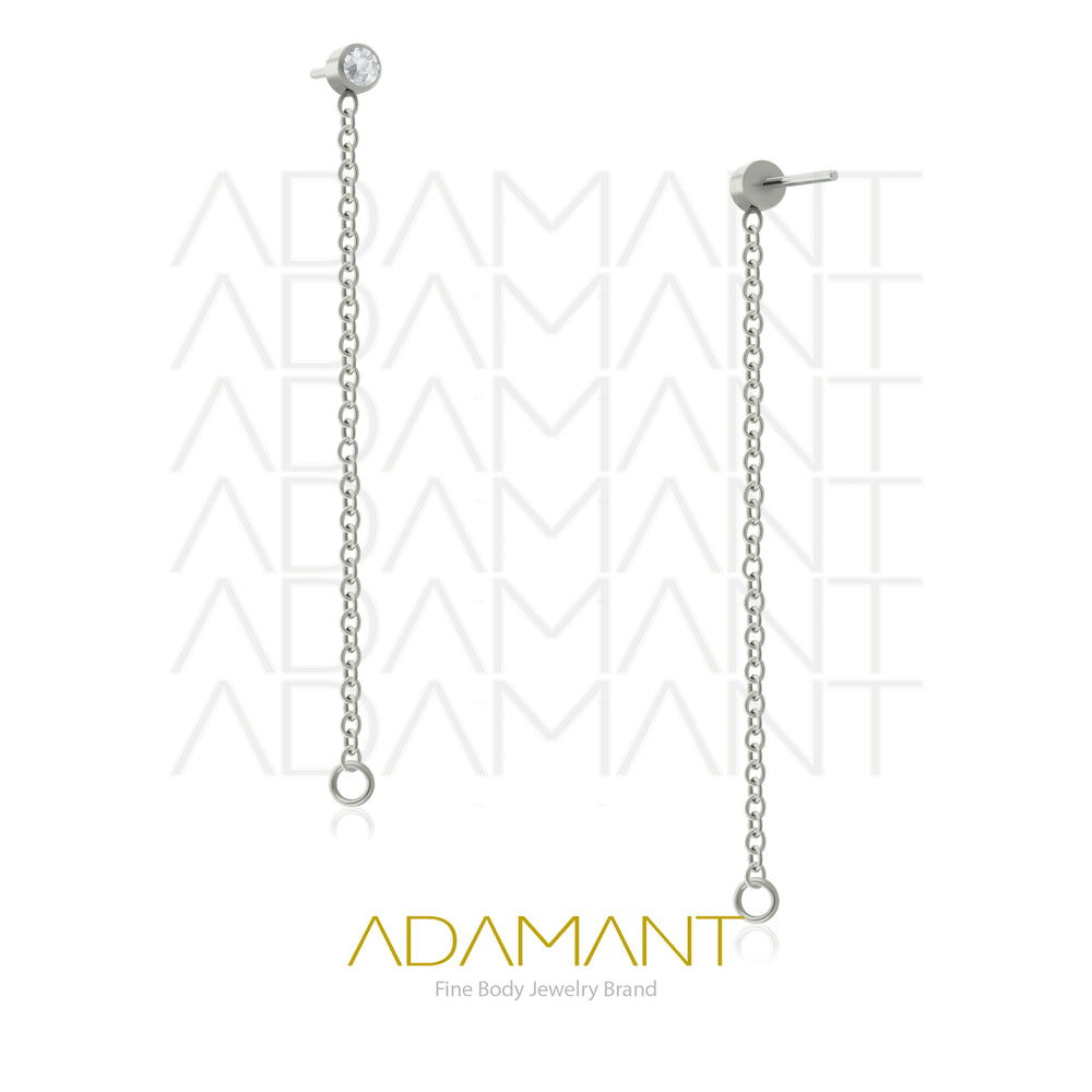 20g-18g-16g-14g Titanio Accesorios Sin Rosca, Chain Flat Bezel set, Cubic Zirconia.