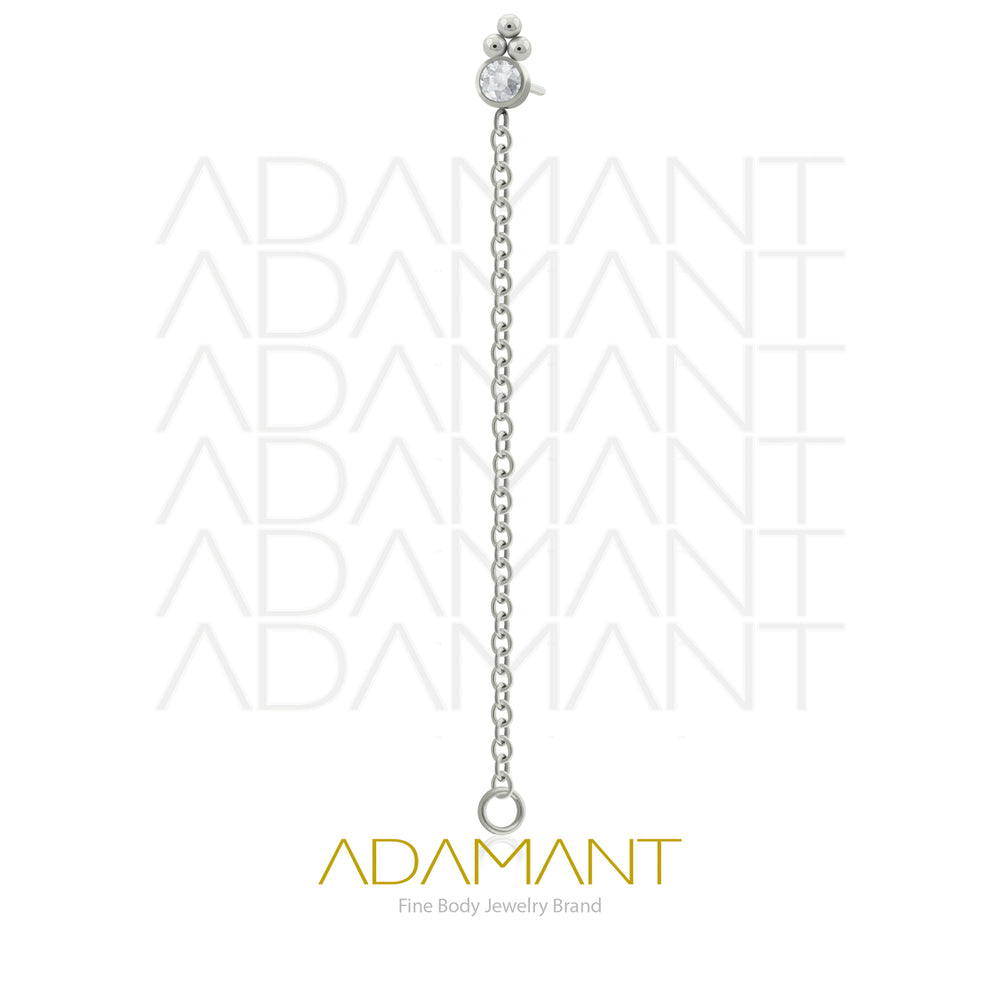 20g-18g-16g-14g Titanio Accesorios Sin Rosca, TRI Chain Flat Bezel set, Cubic Zirconia.