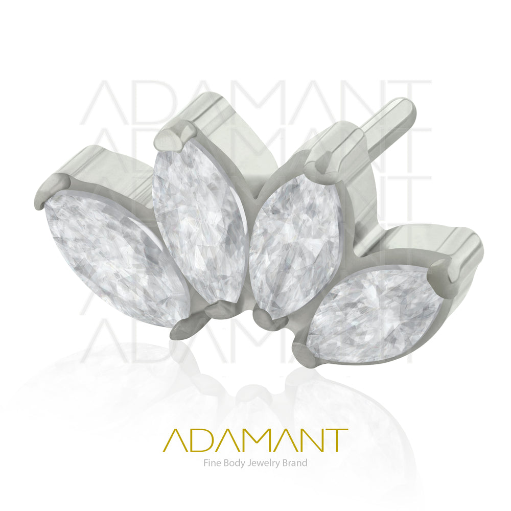 20g-18g-16g-14g Titanio Accesorios Sin Rosca,  Quad Maquise Zircon, Prong set, Marquise Zirconia.