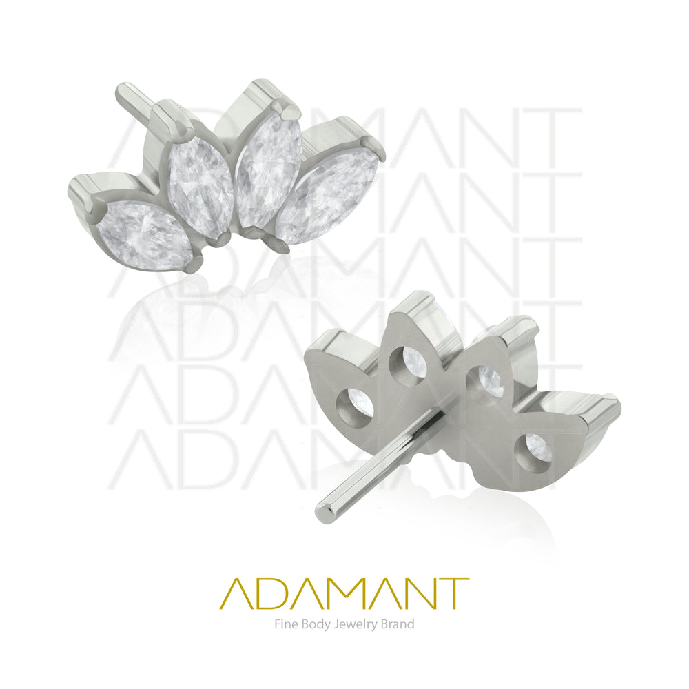 20g-18g-16g-14g Titanio Accesorios Sin Rosca,  Quad Maquise Zircon, Prong set, Marquise Zirconia.