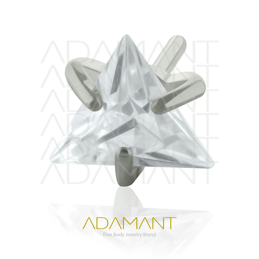20g-18g-16g 14g Titanio Accesorio Triangle Sin Rosca, Triangle, Prong set 4, Cubic Zirconia.