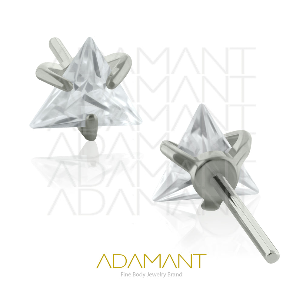 20g-18g-16g 14g Titanio Accesorio Triangle Sin Rosca, Triangle, Prong set 4, Cubic Zirconia.