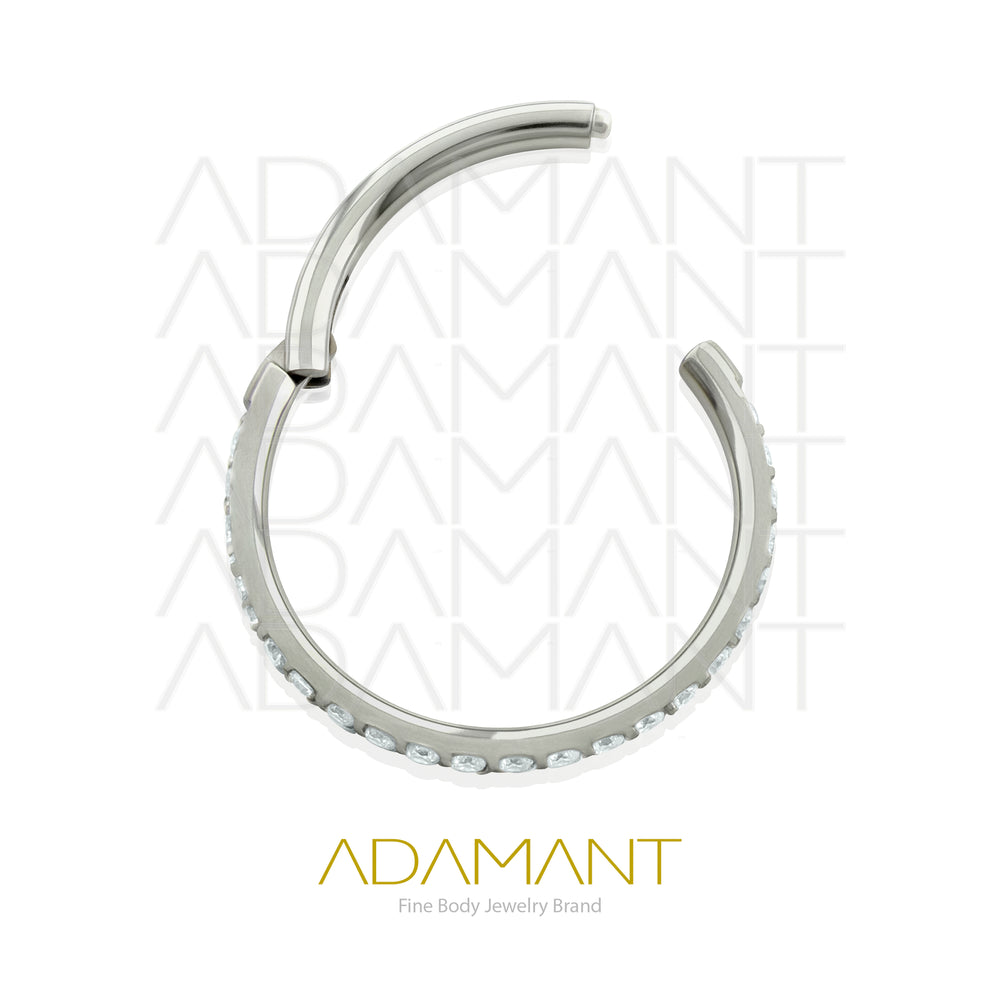 16g, Titanio, Aro Clicker con Bisagra, Side Triple Multijoya Prong set, Cubic Zirconia