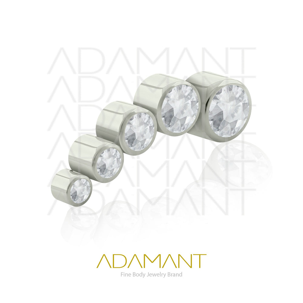 18g - 16g, Titanio Accesorio Rosca, 0.9mm Patrón de rosca, Five Verona, Bezel Set, Cubic Zirconia.