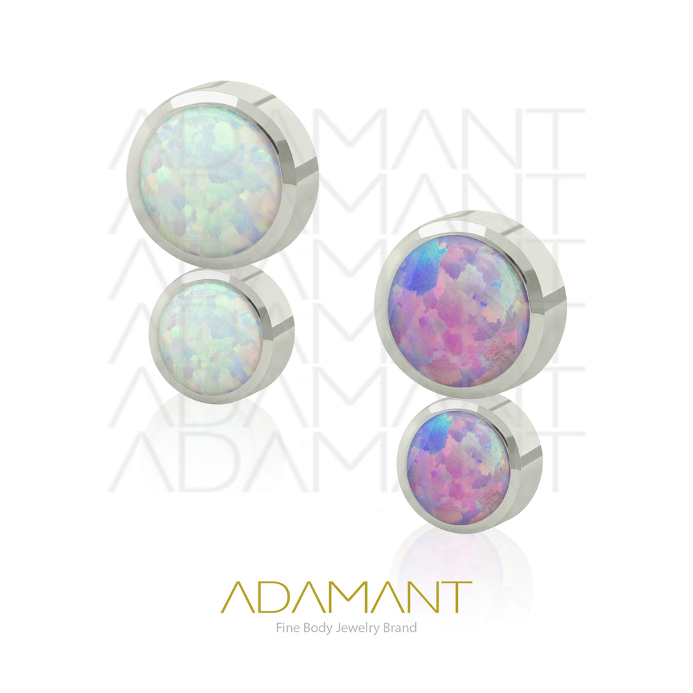 14g, Titanio Accesorio Rosca, 1.2mm Patrón de rosca, Doble Cluster, Bezel Set, Opal