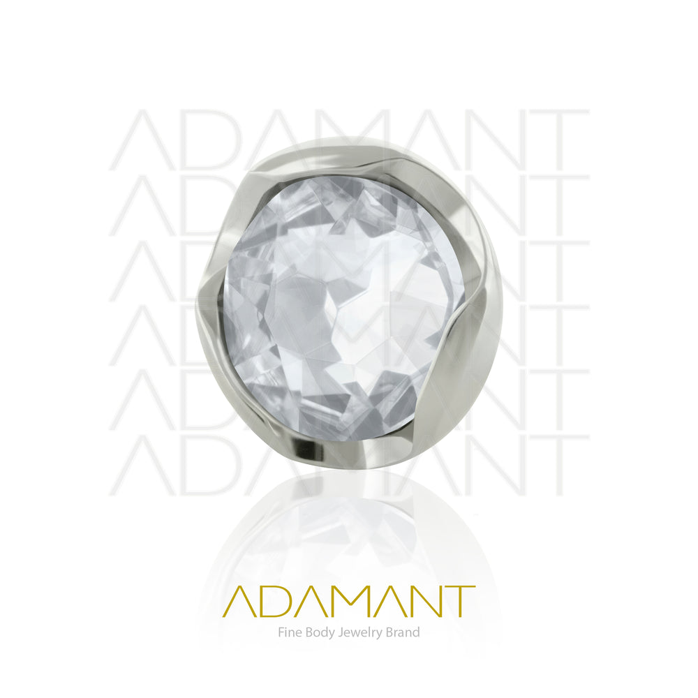 14g, Titanio Accesorio Rosca, 1.2mm Patrón de rosca, Full Prong Set, Cubic Zirconia