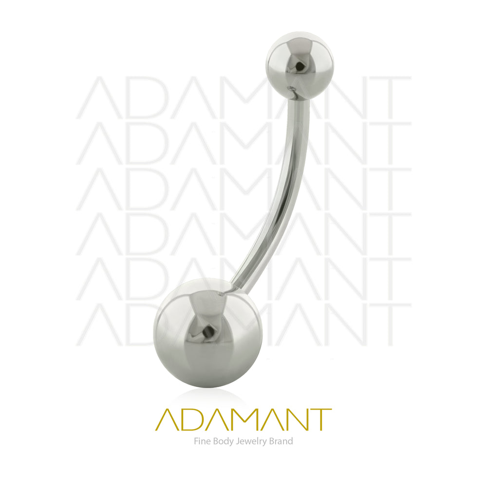 14g, Titanio Navel Curved Doble Bola, Rosca Interna, 1.2mm Patrón de Rosca, Ombligo Básico con Bola