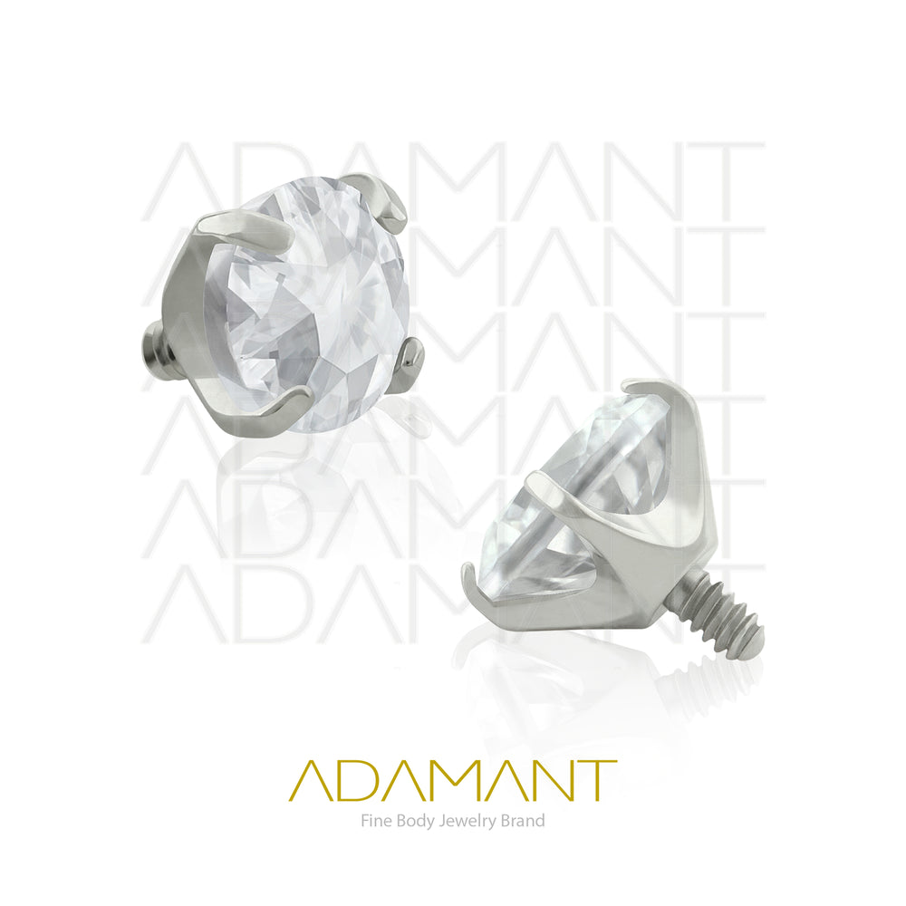 14g, Titanio Accesorio Rosca, 1.2mm Patrón de rosca, Prong Set 4, Cubic Zirconia