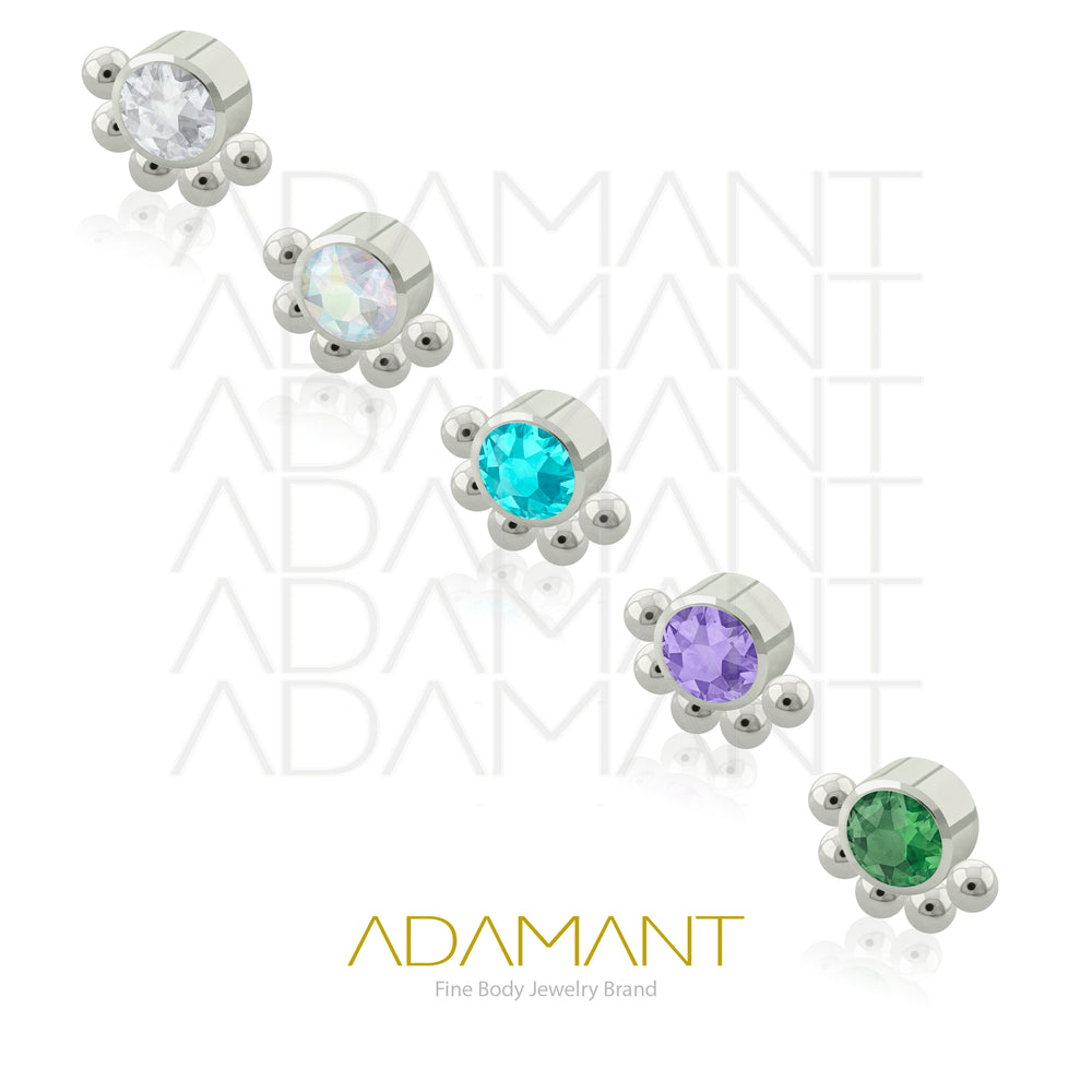 14g, Titanio Accesorio Rosca, 1.2mm Patrón de rosca, Queen, Bezel Set, Cubic Zirconia