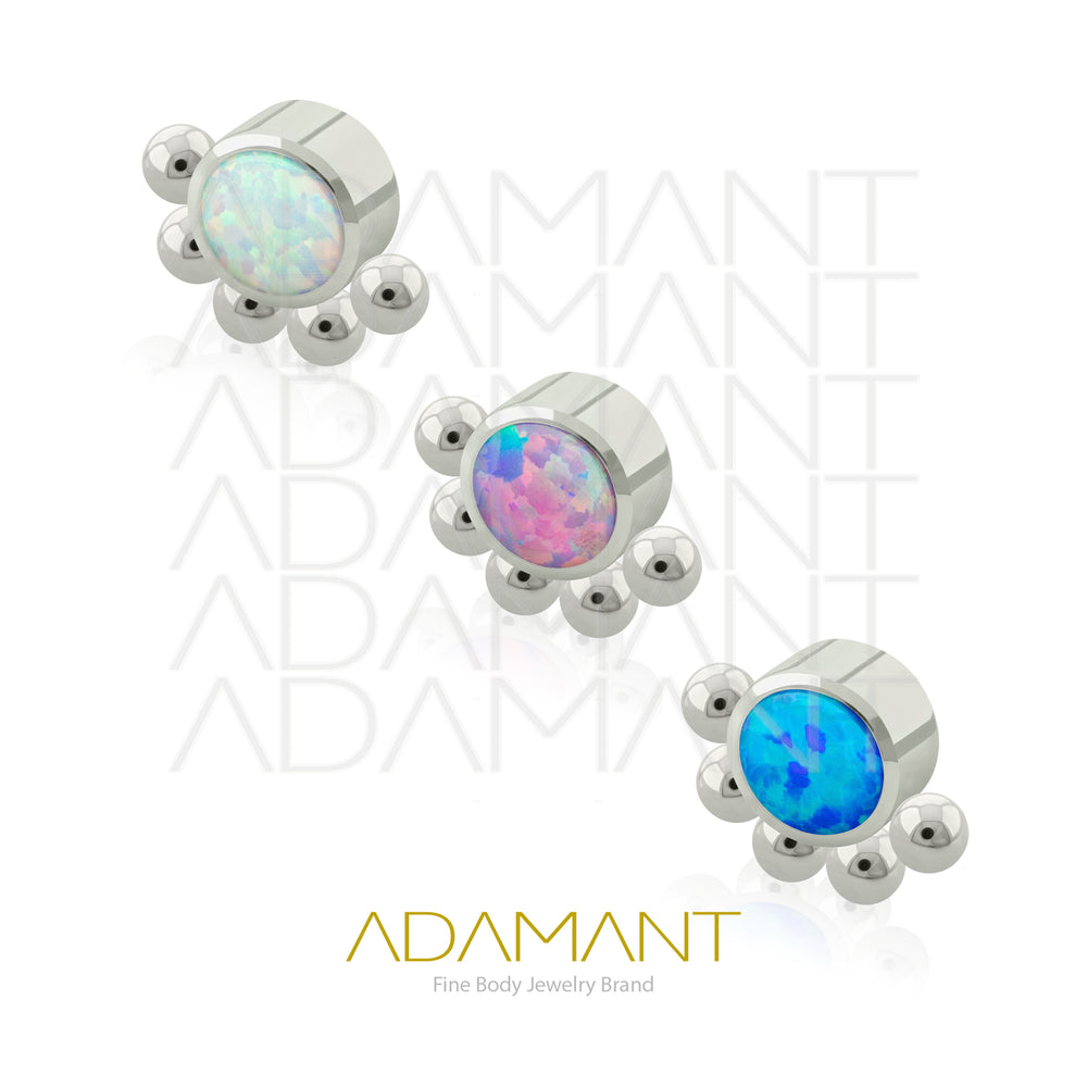 14g, Titanio Accesorio Rosca, 1.2mm Patrón de rosca, Queen, Bezel Set, Opal