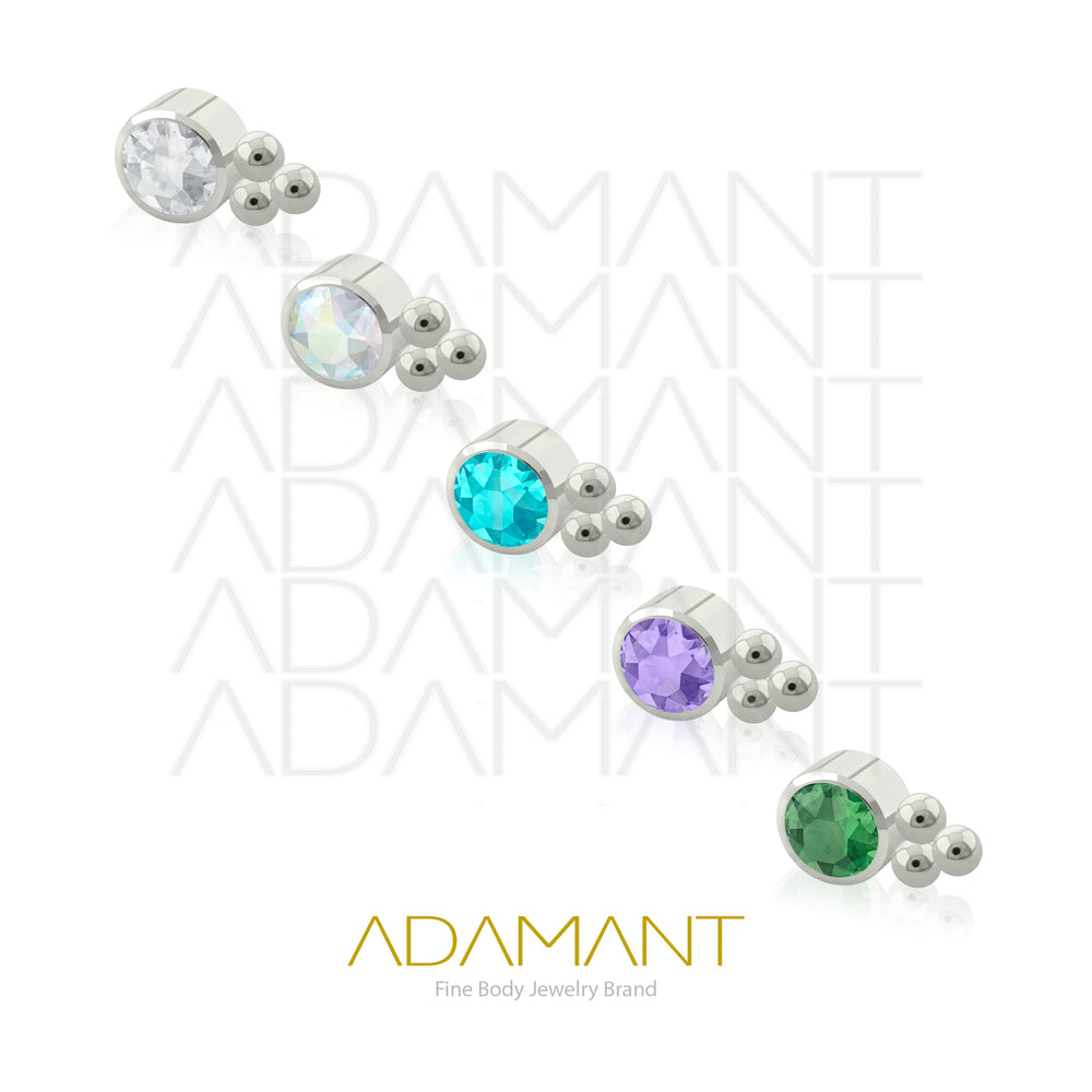 14g, Titanio Accesorio Rosca, 1.2mm Patrón de rosca, TRI, Bezel Set, Cubic Zirconia
