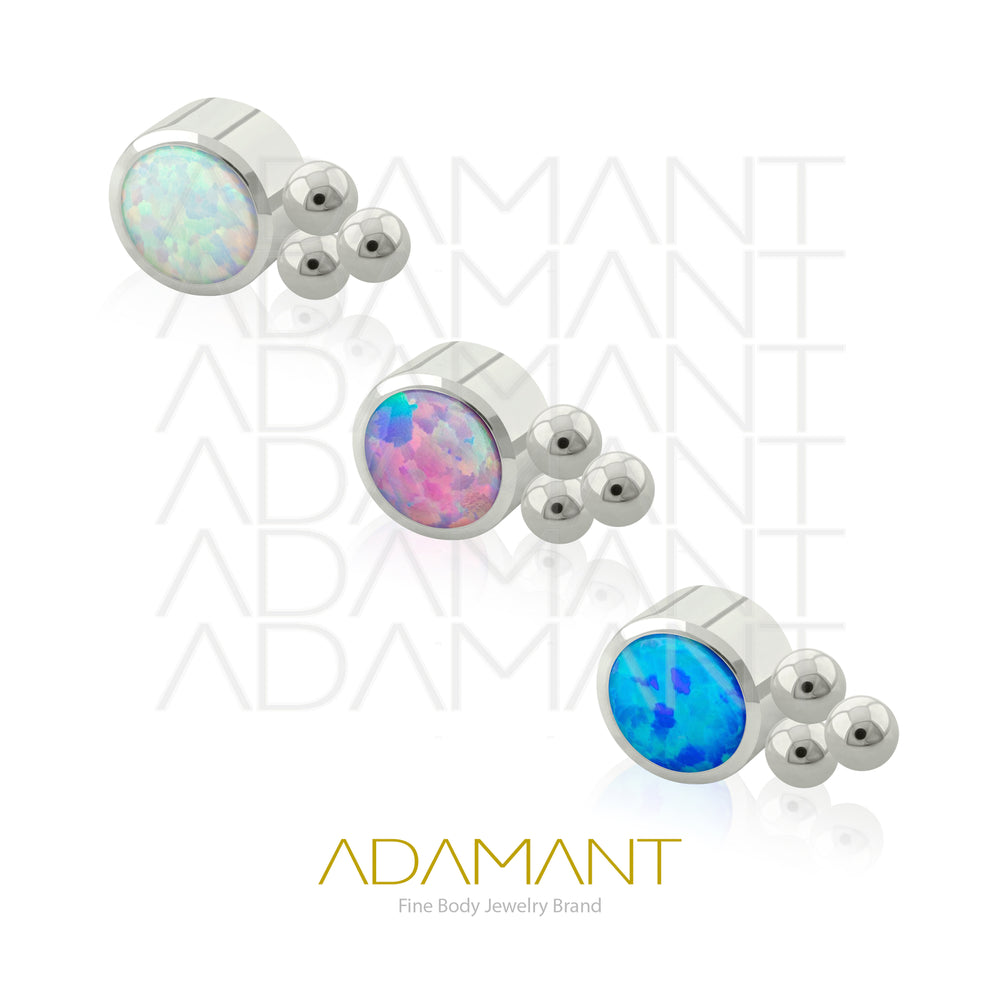 14g, Titanio Accesorio Rosca, 1.2mm Patrón de rosca, TRI, Bezel Set, Opal