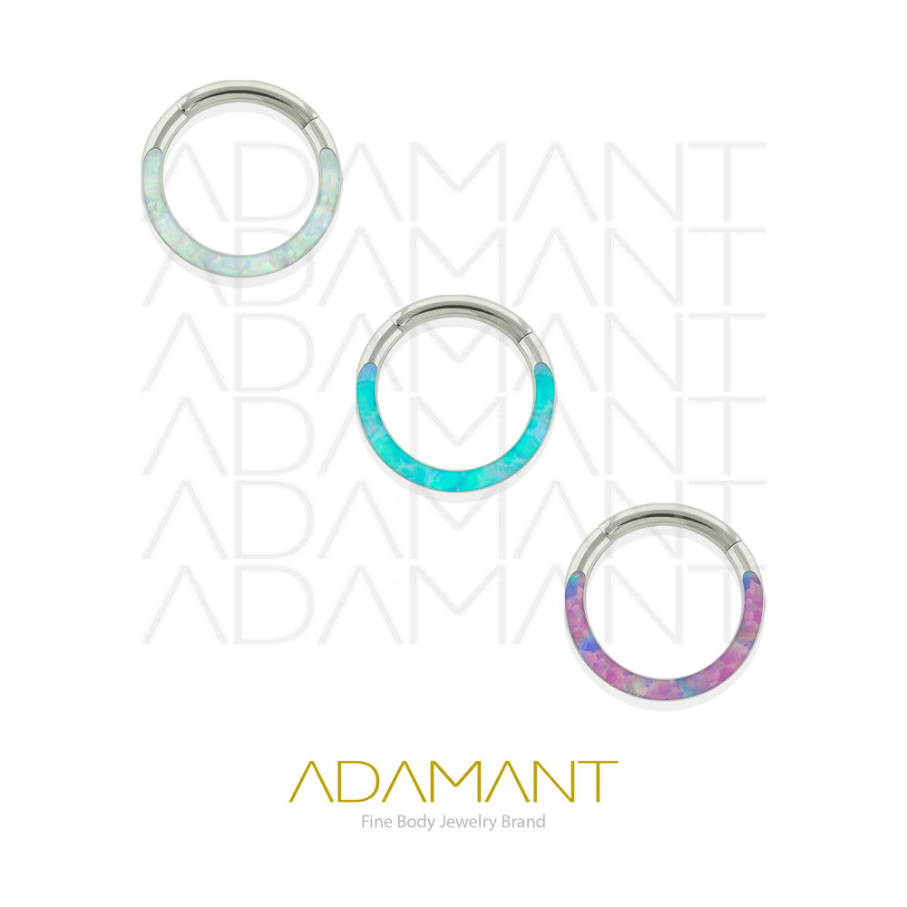 14g, Titanio, Aro Clicker con Bisagra, Front Full Opal